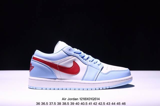 Air Jordan 1 Low 低帮 蓝柠檬 Aj1 乔丹1代 Aj1 乔1 低邦 蓝黄拼接 乔丹篮球鞋系列 鞋身采用蓝色皮革勾勒轮廓，明黄色注入后跟收尾，营