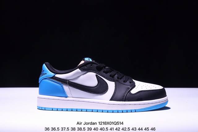 Air Jordan 1 Low 低帮 蓝柠檬 Aj1 乔丹1代 Aj1 乔1 低邦 蓝黄拼接 乔丹篮球鞋系列 鞋身采用蓝色皮革勾勒轮廓，明黄色注入后跟收尾，营