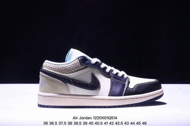 Air Jordan 1 Low 低帮 蓝柠檬 Aj1 乔丹1代 Aj1 乔1 低邦 蓝黄拼接 乔丹篮球鞋系列 鞋身采用蓝色皮革勾勒轮廓，明黄色注入后跟收尾，营