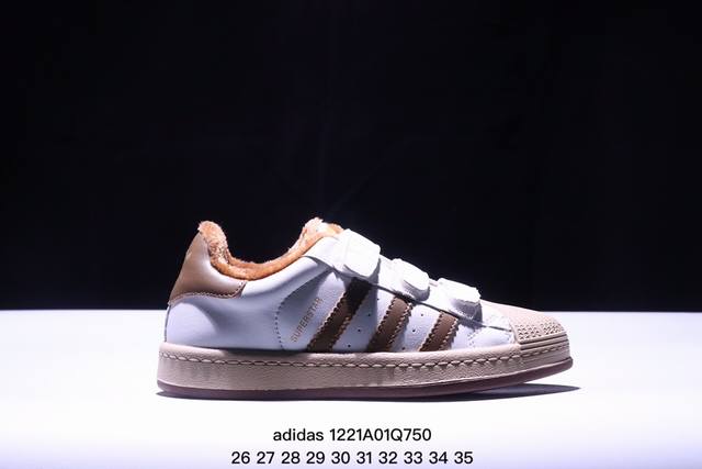 Adidas贝壳头加绒魔术贴童鞋 阿迪达斯最火爆的网红款休闲复古风运动鞋童鞋官网最新款真皮防滑软底保暖休闲经典轻便童鞋 号码