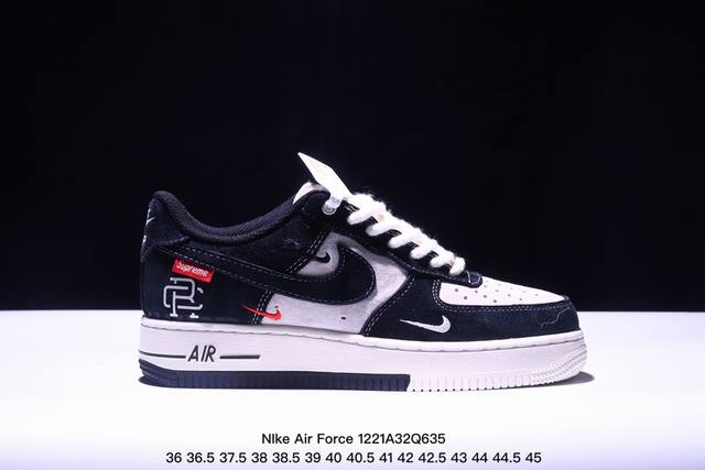 海外限量发售！公司级nike Air Force 1 '07 Low “斯图西联名--灰猪八黑勾”空军一号 低帮 运动鞋 休闲鞋 折边针车 工艺难度大 原楦头原