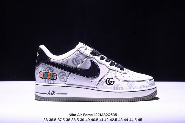 海外限量发售！公司级nike Air Force 1 '07 Low “斯图西联名--灰猪八黑勾”空军一号 低帮 运动鞋 休闲鞋 折边针车 工艺难度大 原楦头原