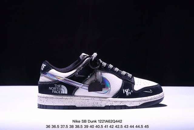 海外爆款限量发售！公司级 Nike Sb Dunk Low“北面联名 米黑炫彩勾” 周年高端定制 低帮休闲板鞋 定制鞋盒 大厂纯原品质出货 超高清洁度 皮料切割