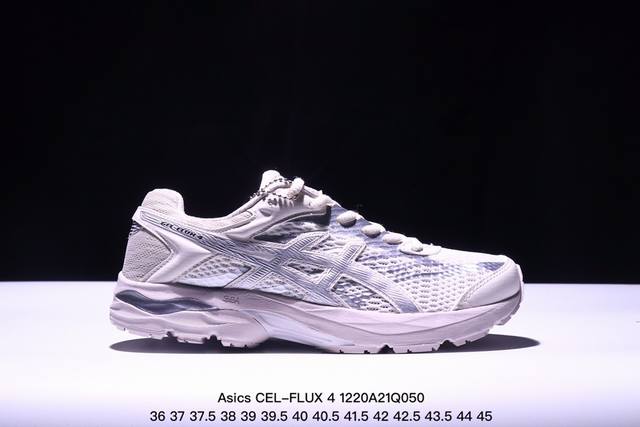 亚瑟士asics Cel-Cel-Flux 4复古单品 网面休闲透气跑步鞋 鞋款采用亚瑟士amplifoam科技 为运动中带来回弾性和轻量性感受 工程网眼鞋面提