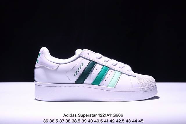 阿迪达斯 三叶草adidas Originals Superstar Xlg 贝壳头系列低帮厚底松糕经典百搭休闲运动板鞋b“皮革深蓝米白生胶底”Id5699 尺