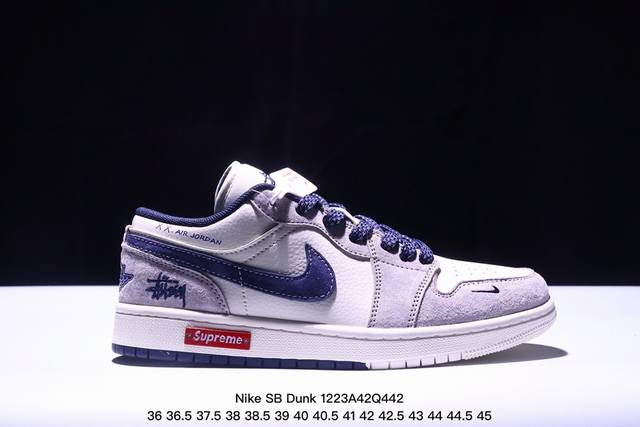 海外爆款限量发售！公司级 Nike Sb Dunk Low“Bape联名 米白藏蓝勾” 周年高端定制 低帮休闲板鞋 定制鞋盒 大厂纯原品质出货 超高清洁度 皮料