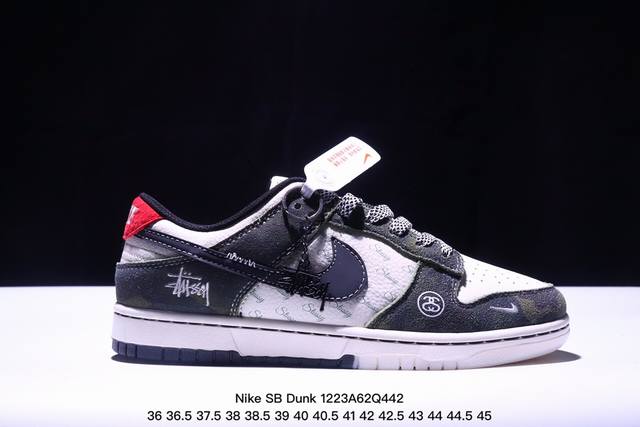 海外爆款限量发售！公司级 Nike Sb Dunk Low“斯图西联名 迷彩黑勾” 周年高端定制 低帮休闲板鞋 定制鞋盒 大厂纯原品质出货 超高清洁度 皮料切割