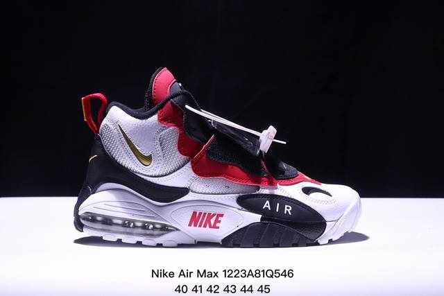 Nike Air Max Speed Turf 耐克气垫缓震高帮篮球鞋 舒适轻便 耐磨防滑透气 University Red 牛皮材质训练鞋 Size:40-4