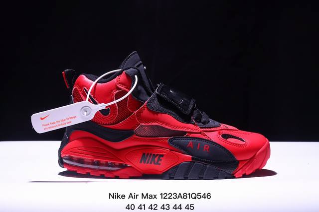 Nike Air Max Speed Turf 耐克气垫缓震高帮篮球鞋 舒适轻便 耐磨防滑透气 University Red 牛皮材质训练鞋 Size:40-4