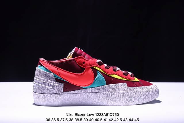 联名日式解构美学品牌sacai X Nike Blazer Low 重叠设计前卫开拓者低帮百搭板鞋 Sacai X Nike 全新双配色blazer Low 即