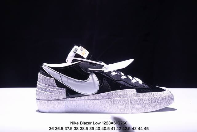 联名日式解构美学品牌sacai X Nike Blazer Low 重叠设计前卫开拓者低帮百搭板鞋 Sacai X Nike 全新双配色blazer Low 即