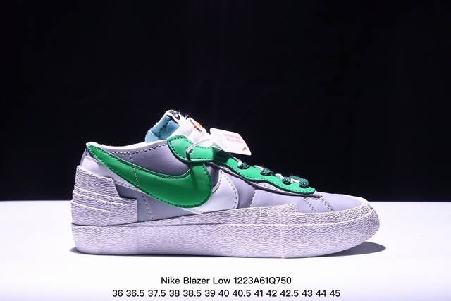 联名日式解构美学品牌sacai X Nike Blazer Low 重叠设计前卫开拓者低帮百搭板鞋 Sacai X Nike 全新双配色blazer Low 即