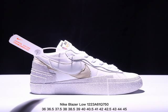 联名日式解构美学品牌sacai X Nike Blazer Low 重叠设计前卫开拓者低帮百搭板鞋 Sacai X Nike 全新双配色blazer Low 即