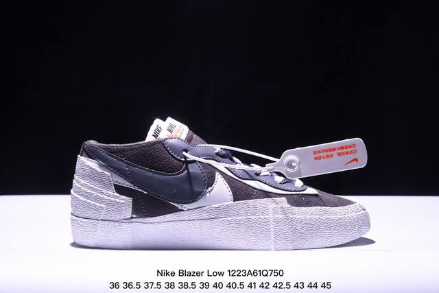 联名日式解构美学品牌sacai X Nike Blazer Low 重叠设计前卫开拓者低帮百搭板鞋 Sacai X Nike 全新双配色blazer Low 即