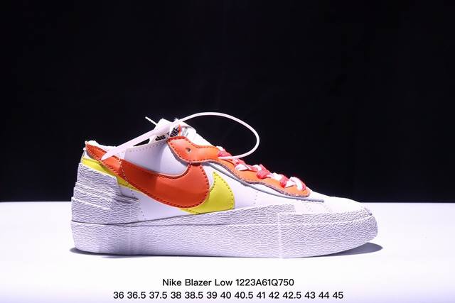 联名日式解构美学品牌sacai X Nike Blazer Low 重叠设计前卫开拓者低帮百搭板鞋 Sacai X Nike 全新双配色blazer Low 即