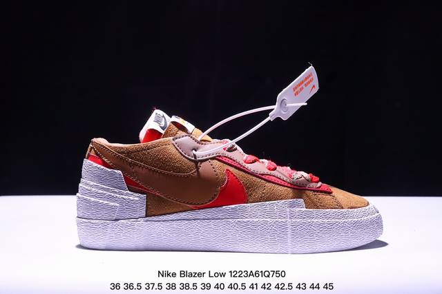 联名日式解构美学品牌sacai X Nike Blazer Low 重叠设计前卫开拓者低帮百搭板鞋 Sacai X Nike 全新双配色blazer Low 即