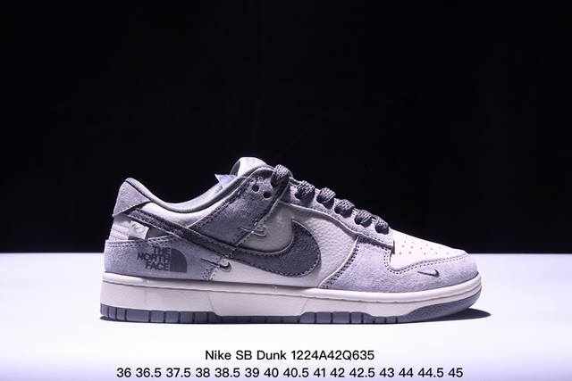 海外爆款限量发售！公司级 Nike Sb Dunk Low“ 北面联名 小双勾灰猪八” 周年高端定制 低帮休闲板鞋 定制鞋盒 大厂纯原品质出货 超高清洁度 皮料