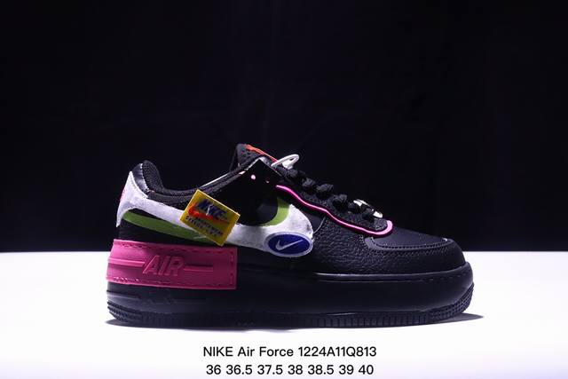 真标耐克nike Wmns Air Force 1 Shadow全新少女系解构主义设计 马卡龙空军一号轻量增高低帮百搭板鞋 为经典设计注入玩味元素 分层结构、加