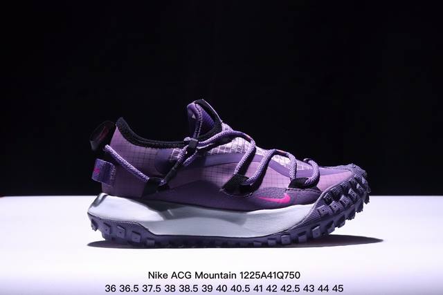 Nike Acg Mountain Fly Low Gtx Se 耐克 低帮 峡谷紫 机能防水 低邦户外功能鞋 鞋面采用gore-Tex技术，提供出色防水性能，