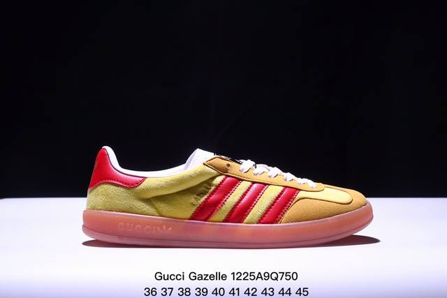 阿迪达斯 Adidas Originals X Gucci Gazelle 阿迪古驰联名经典休闲板鞋 复古男女运动鞋，融汇两个品牌丰富且历史悠久的典藏元素, A