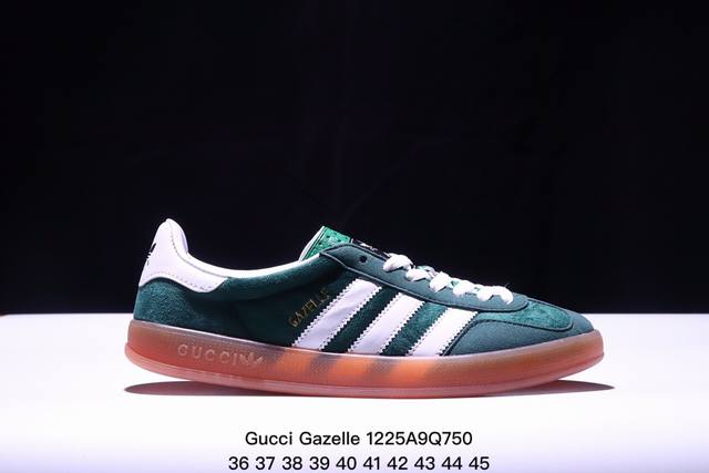 阿迪达斯 Adidas Originals X Gucci Gazelle 阿迪古驰联名经典休闲板鞋 复古男女运动鞋，融汇两个品牌丰富且历史悠久的典藏元素, A