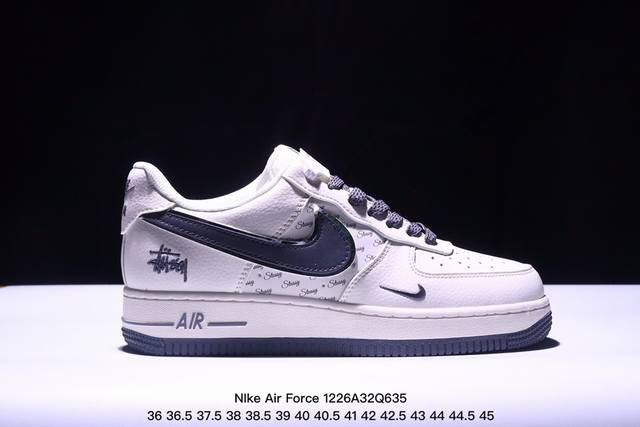 海外限量发售！公司级nike Air Force 1 '07 Low “斯图西联名--灰英文拼接”空军一号 低帮 运动鞋 休闲鞋 折边针车 工艺难度大 原楦头原