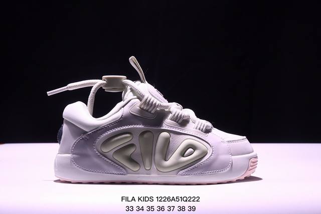 Fila Kids 橄榄鞋防滑耐磨亲子鞋运动休闲鞋黑灰 Xm1226Q222