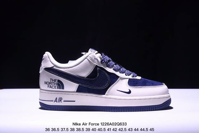 海外限量发售！公司级nike Air Force 1 '07 Low “北面联名--满天星深蓝勾白配色”空军一号 低帮 运动鞋 休闲鞋 折边针车 工艺难度大 原