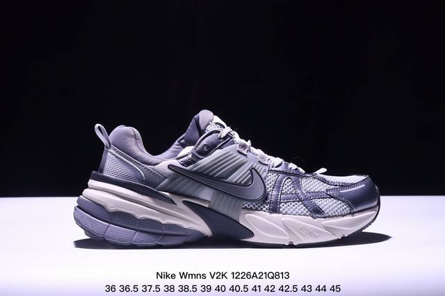 真标耐克nike Wmns V2K Runtekk Low”White Grey Pink”复古潮系列未来复古老爹风百搭休闲运动慢跑鞋 货号:Fn0738-10