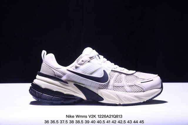 真标耐克nike Wmns V2K Runtekk Low”White Grey Pink”复古潮系列未来复古老爹风百搭休闲运动慢跑鞋 货号:Fn0738-10