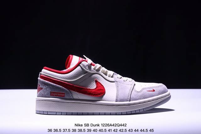 海外爆款限量发售！公司级 Nike Sb Dunk Low“Supreme联名 米白3D藏蓝勾” 周年高端定制 低帮休闲板鞋 定制鞋盒 大厂纯原品质出货 超高清