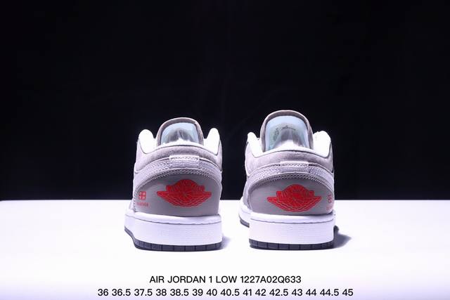 限量发售！ Air Jordan 1 Low Aj1乔1低帮休闲板鞋， “白勾灰面巴黎世家定制款” 个性的设计风格以及品牌的经典元素 使其成为一双具有独特身份和