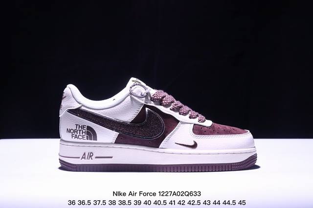 海外限量发售！公司级nike Air Force 1 '07 Low “北面联名--满天星棕勾米白配色”空军一号 低帮 运动鞋 休闲鞋 折边针车 工艺难度大 原