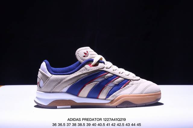 公司级阿迪达斯adidas Predator Freestyle 复古单品 展示高质量的工艺 带有装饰的超锁缝制和无缝的手感 柔软 柔软的皮革造型和标志性的3条