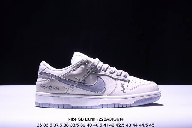 Nike Sb Dunk Low 圣罗兰联名四勾白灰 性价比天花板 尝鲜先行版 原装头层材料 独家版型蒸餾加工 帶來的是更好的视觉和脚感体验 大厂纯原品质出货