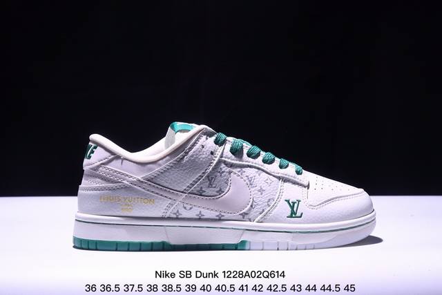 Nk Sb Dunk Low Lv联名白绿双色大底 周年高端定制 低帮休闲板鞋 #高端定制鞋盒 原装头层材料 独家版型蒸餾加工 大厂纯原品质出货 超高清洁度 皮