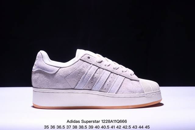 阿迪达斯adidas三叶草 Originals Superstar 粗鞋带贝壳头经典百搭休闲运动板鞋 Xm1228Q666