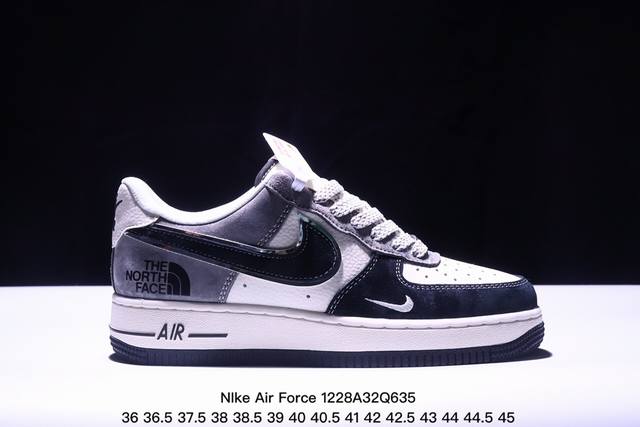 海外限量发售！公司级nike Air Force 1 '07 Low “北面联名--蓝勾小标”空军一号 低帮 运动鞋 休闲鞋 折边针车 工艺难度大 原楦头原纸板