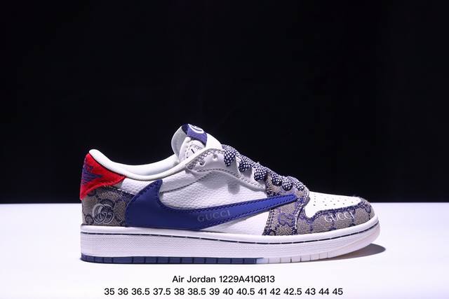 海外爆款限量发售！公司级 Nike Jordan Air Jordan 1“古驰联名” 高端定制 低帮 复古 减震 防滑 耐磨 篮球鞋 定制鞋盒 大厂纯原品质出