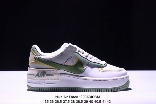 真标耐克nike Wmns Air Force 1 Shadow全新少女系解构主义设计 马卡龙空军一号轻量增高低帮百搭板鞋 为经典设计注入玩味元素 分层结构、加