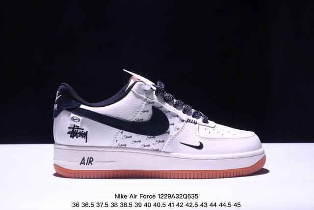 海外限量发售！公司级nike Air Force 1 '07 Low “斯图西联名--米黑勾生胶”空军一号 低帮 运动鞋 休闲鞋 折边针车 工艺难度大 原楦头原