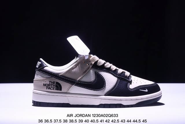 限量发售！ Air Jordan 1 Low Aj1乔1低帮休闲板鞋， “金勾白面北面联名定制款” 个性的设计风格以及品牌的经典元素 使其成为一双具有独特身份和