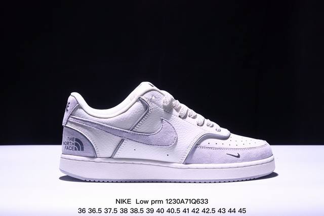 海外爆款简约风格设计，融合 Nike Low Prm 小空军北面联名-黑白面黑勾低帮百搭透气休闲运动板鞋 . 原数据独家私模大底 纯正版型 清洁度完美 柔软皮革