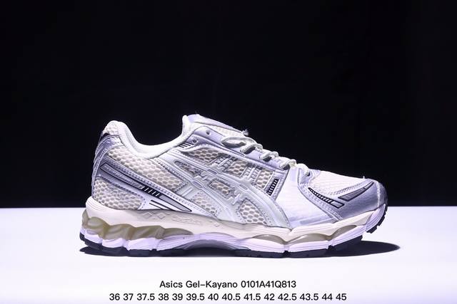 公司级asics Gel-Kayano 12.1 公司级版本 亚瑟士运动休闲透气专业跑鞋 采用工程弹性双层再生针织密度鞋面材质 后跟3D可视gel缓震乳胶物料