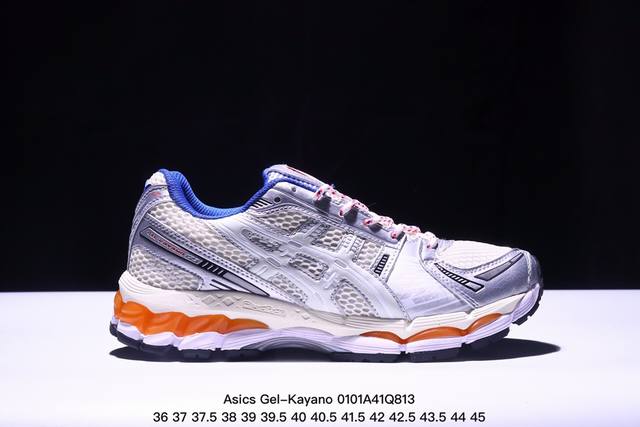 公司级asics Gel-Kayano 12.1 公司级版本 亚瑟士运动休闲透气专业跑鞋 采用工程弹性双层再生针织密度鞋面材质 后跟3D可视gel缓震乳胶物料