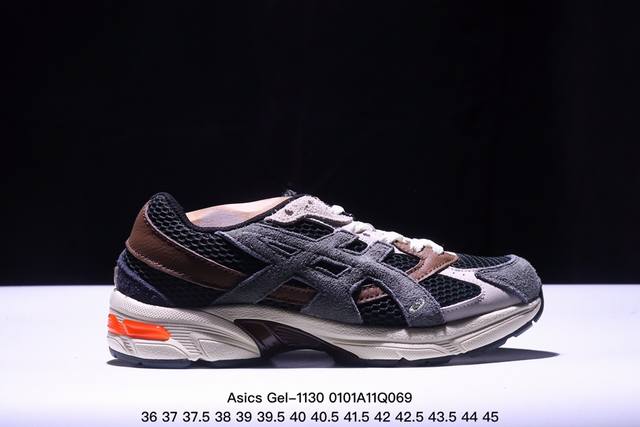 Asics Gel-1 阿斯克斯 亚瑟士 低帮 碳黑色 男女同款 织物防滑减震复古鞋时尚透气运动潮流耐磨低邦休闲鞋，选用网眼与皮革相接，复古而富有层次感。网布搭