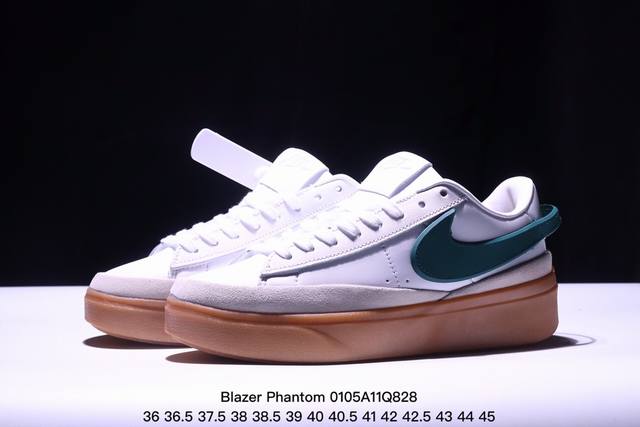 集合图 真标nike Blazer Phantom Low男女子运动板鞋 厚底增高休闲鞋。采用轻盈利落设计，焕新演绎经典鞋款。该鞋款带来舒适足底体验，结合鞋侧壁