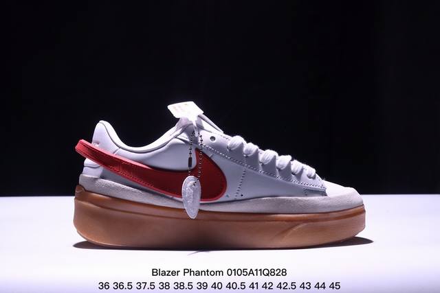 真标nike Blazer Phantom Low男女子运动板鞋 厚底增高休闲鞋。采用轻盈利落设计，焕新演绎经典鞋款。该鞋款带来舒适足底体验，结合鞋侧壁加固设计