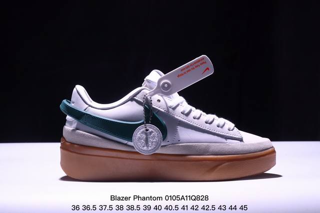 真标nike Blazer Phantom Low男女子运动板鞋 厚底增高休闲鞋。采用轻盈利落设计，焕新演绎经典鞋款。该鞋款带来舒适足底体验，结合鞋侧壁加固设计