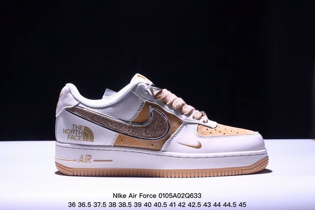 海外限量发售！公司级nike Air Force 1 '07 Low “北面联名--满天星双勾白绿配色”空军一号 低帮 运动鞋 休闲鞋 折边针车 工艺难度大 原